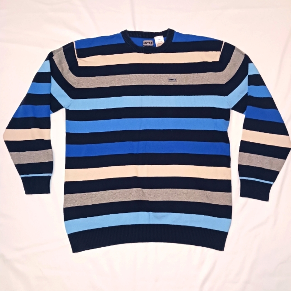 Enyce Blues, Black & Cream Crew Neck Sweater.